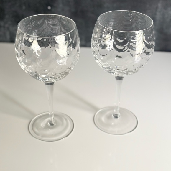 Waterfall Clear Glass Wine Glasses west Virginia Glass Company Optic Loop - Picture 3 of 9
